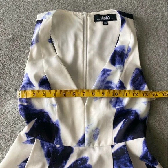 Seeing Chic Blue and Ivory Print Skater Dress, XS - Picture 14 of 14